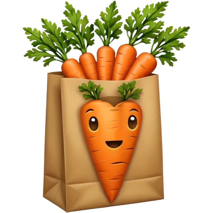 buy paper bag with carrot. Transparent background emoji