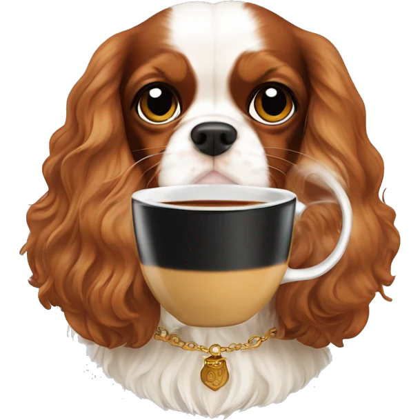 King cavalier Charles spaniel drinking espresso emoji