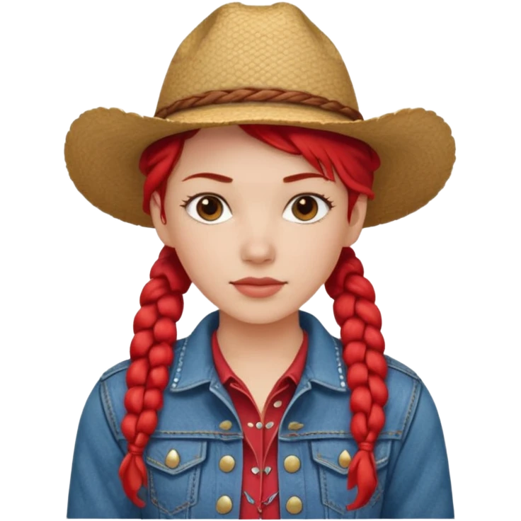 cowboy in a female version with a red braid emoji