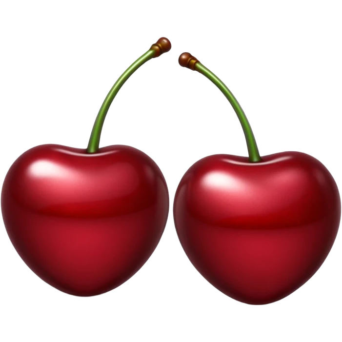 A pair of cherries emoji made of liquid silver chrome, smooth rounded shapes, glossy metallic surface, subtle sensual vibe, luxury sexy aesthetic, iOS emoji style, centered, clean white background emoji