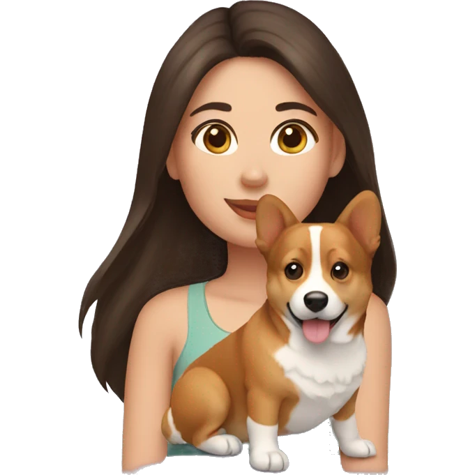 Brunette girl and corgi emoji