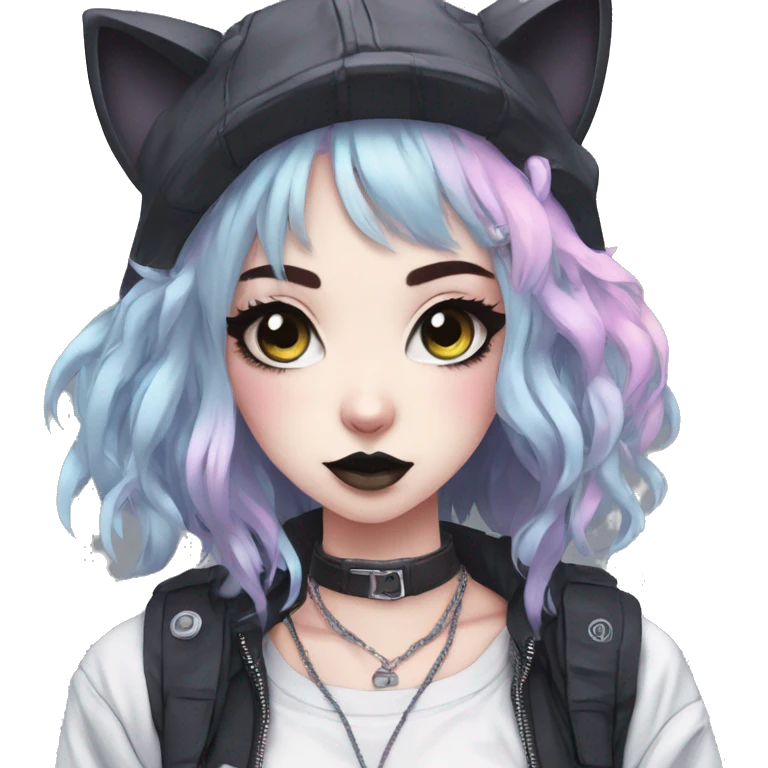 Edgy Kawaii Cute Cool Pastel Cartoon Beautiful Elegant Pretty Anime Punk Techwear Gothic Catgirl emoji