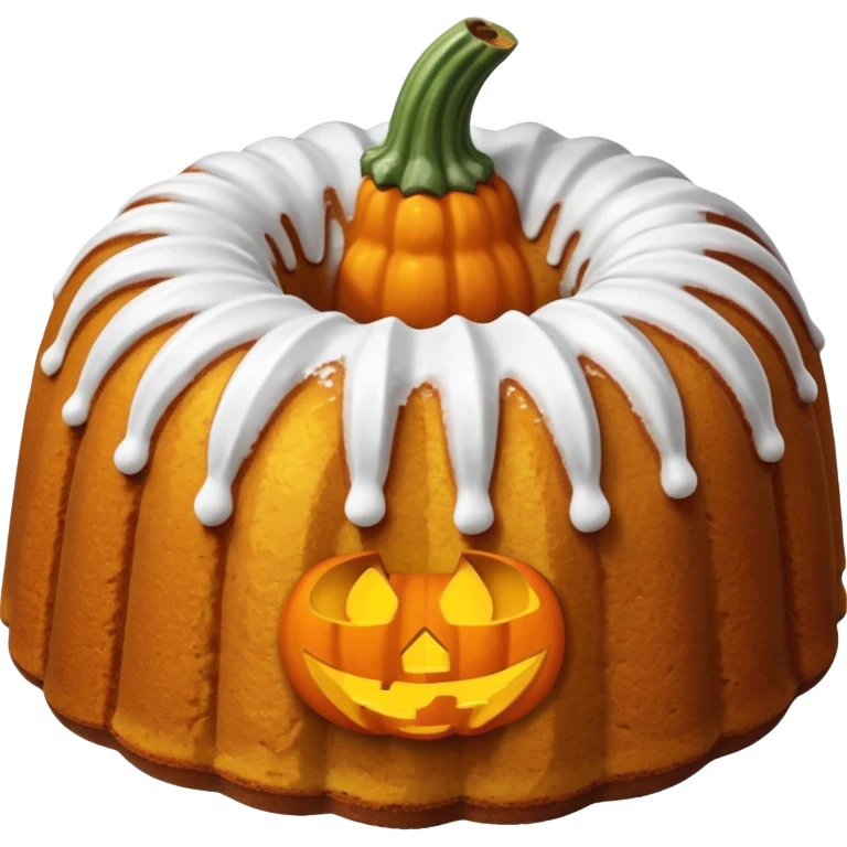 Bundt cake with pumpkin emoji