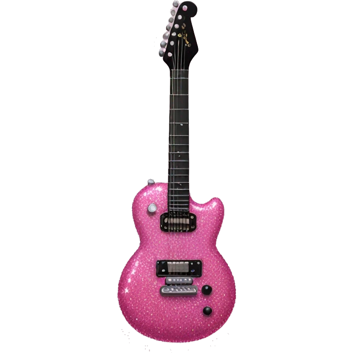 Sparkly pink guitar emoji