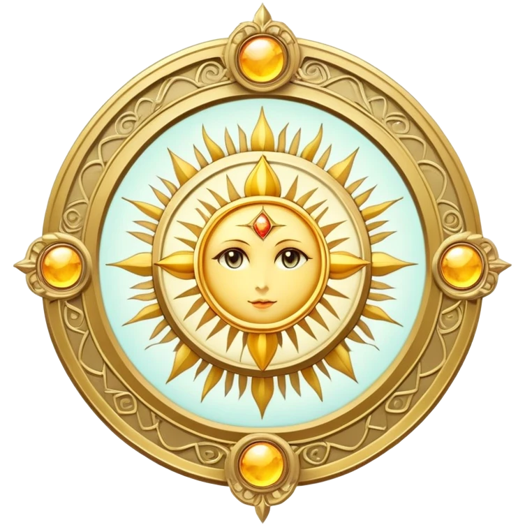 magical tarot-like card inspired by the Clow Cards from Cardcaptor Sakura. The card has ornate golden borders, a sun or moon symbol at the top, and a mysterious illustration in the center. emoji