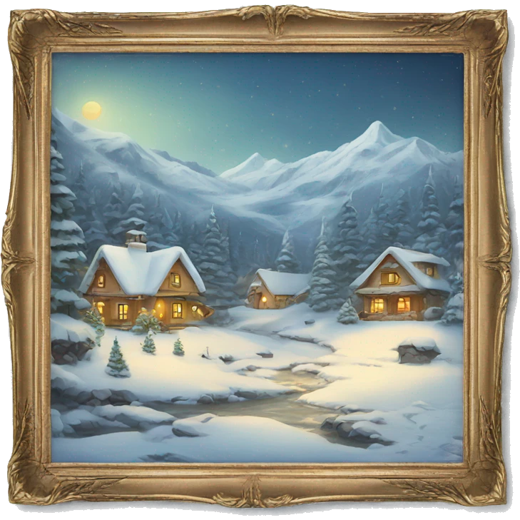 WINTER CHRISTMAS LANDSCAPE PICTURE WITH FRAME emoji