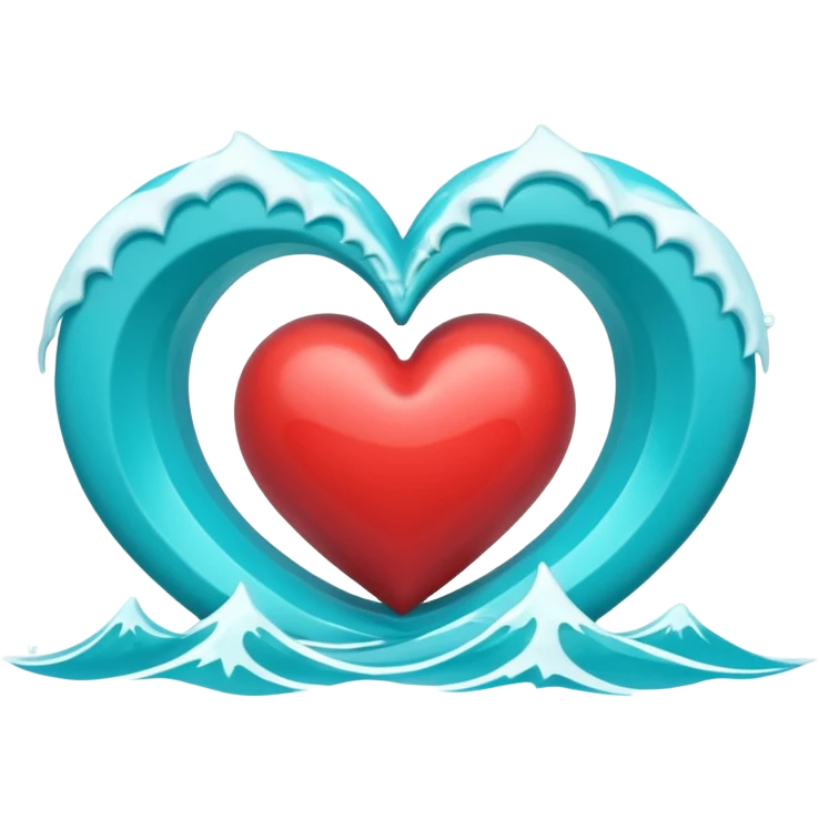 3d heart shape sea wave emoji