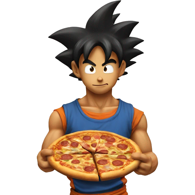 Goku eating pizza emoji