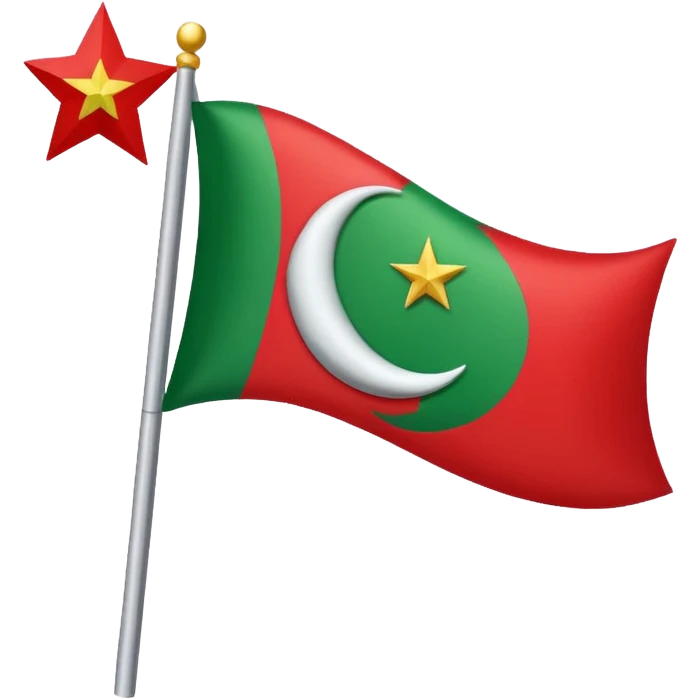 Small pti party red and green color flag with moon and star make one for chat emoji