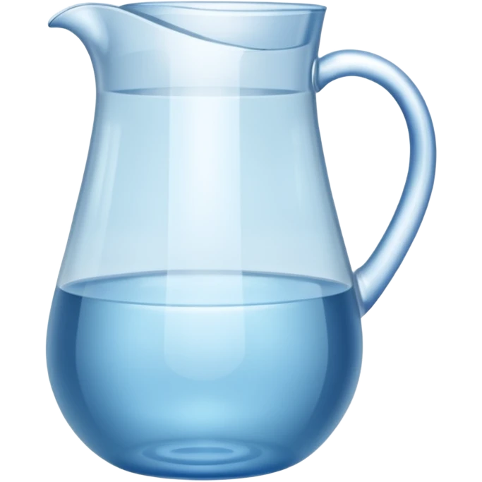 A water pitcher, transparent, slightly blue water, no lid, no droplets, tall, without a handle or spout.
 emoji