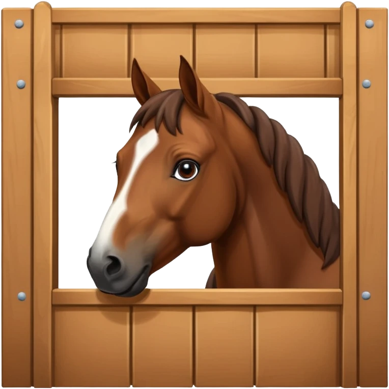 Cavallo baio affacciato a un box emoji