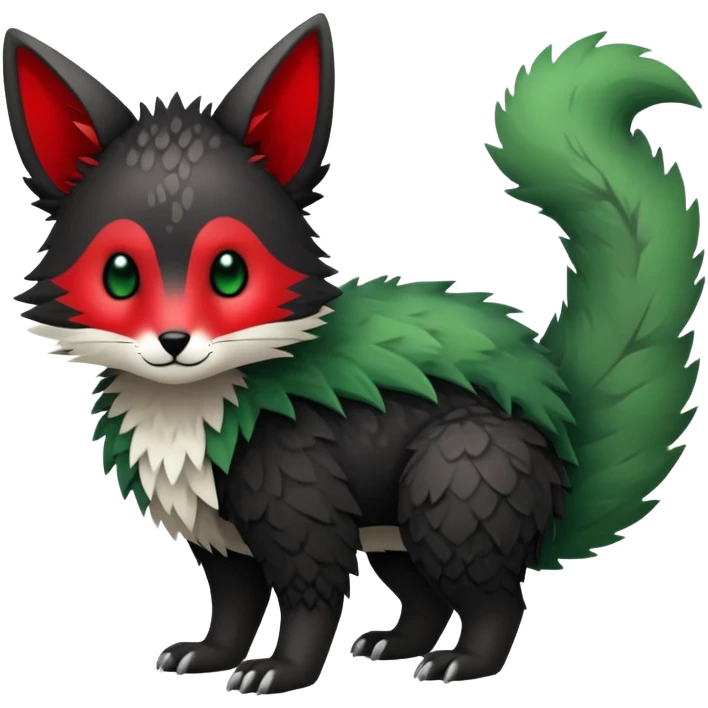 Kawaii Cute Edgy Black Green Red Vernid-Trico-animal-creature full body emoji