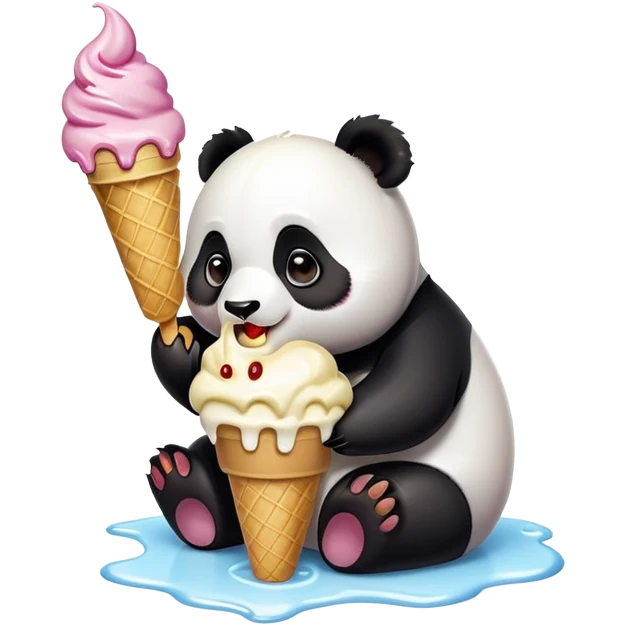Panda eating ice cream emoji
