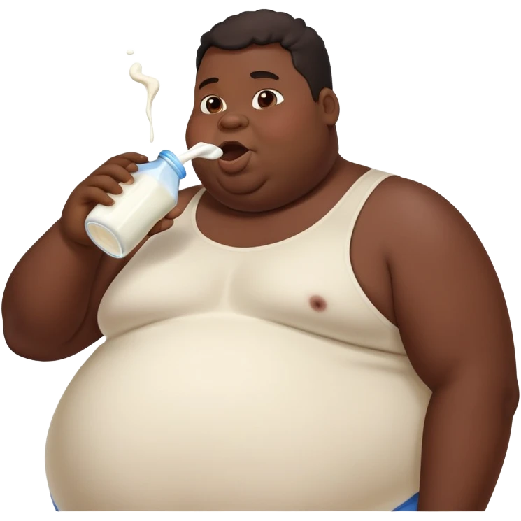 fat black person with tummy hanging out chugging milk emoji