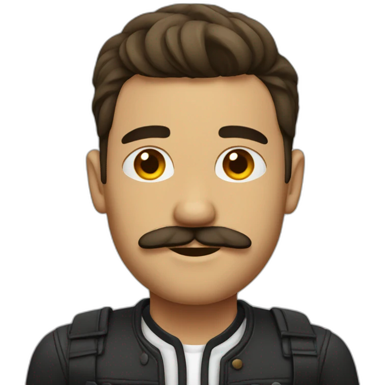 guy with a moustache, undercut and side parting hair emoji