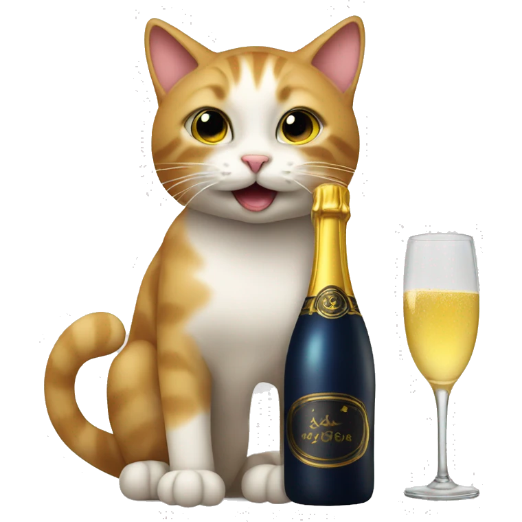 cat drinking champagne emoji