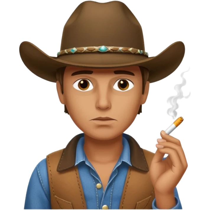Serious guy with a cowboy hat smoking emoji