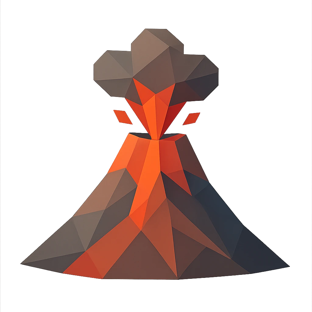 volcano icon, geometric shapes, modern look emoji