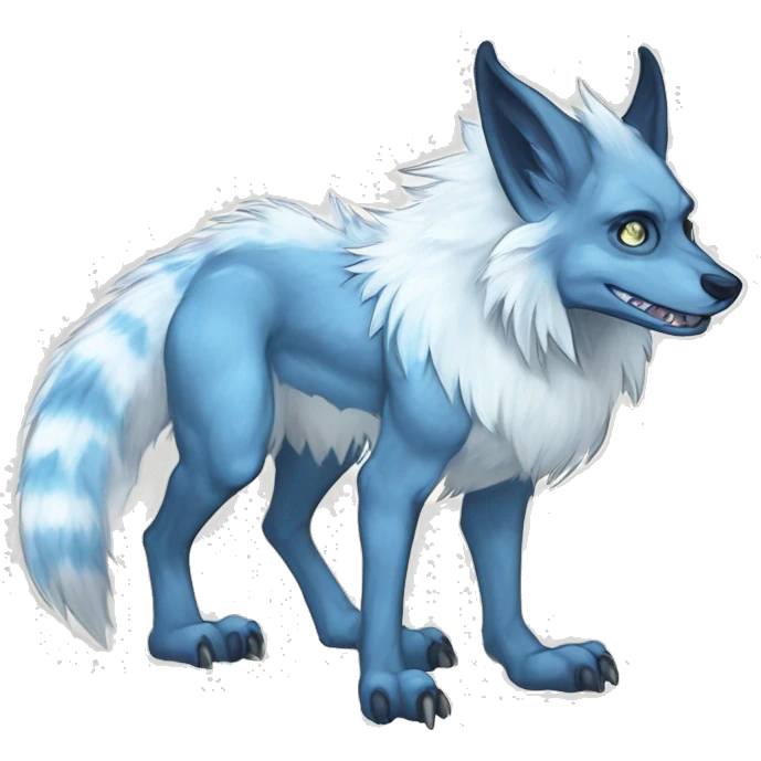 Cute Protogen-vernid-sergal-wickerbeast-fantasy-animal-fursona griffsnuff & LiLaiRa & Falvie full body white and light blue fur emoji