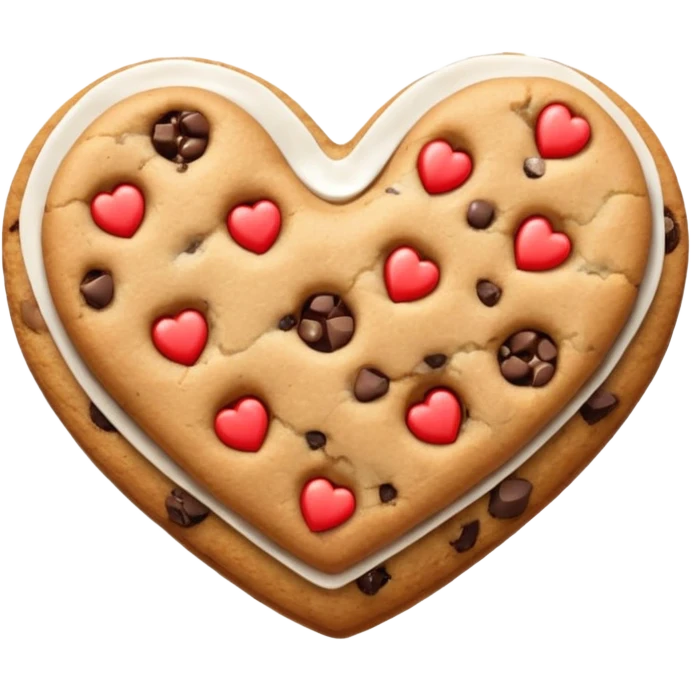 cookie heart with chips with glitter emoji