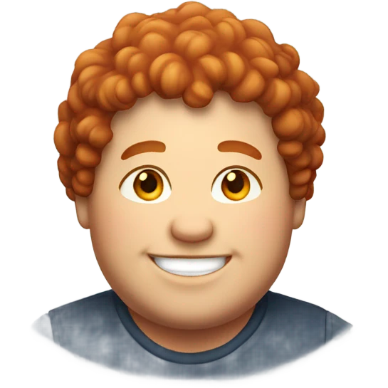 Redish curly few hair guy chubby smiling emoji