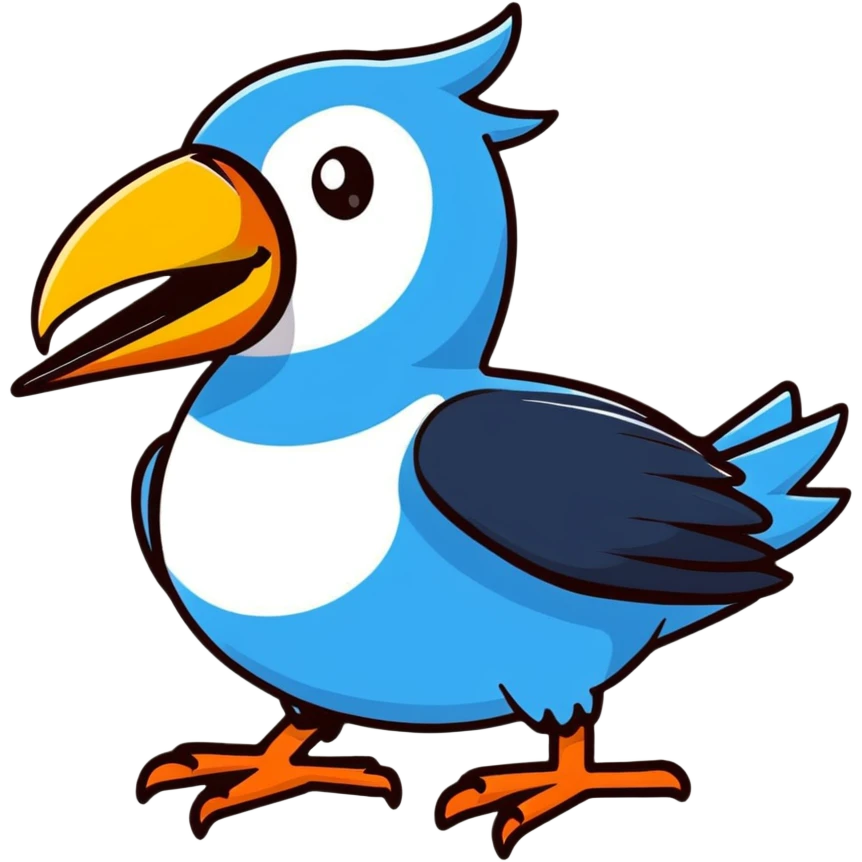 cartoonish tucano bird with bold outline emoji