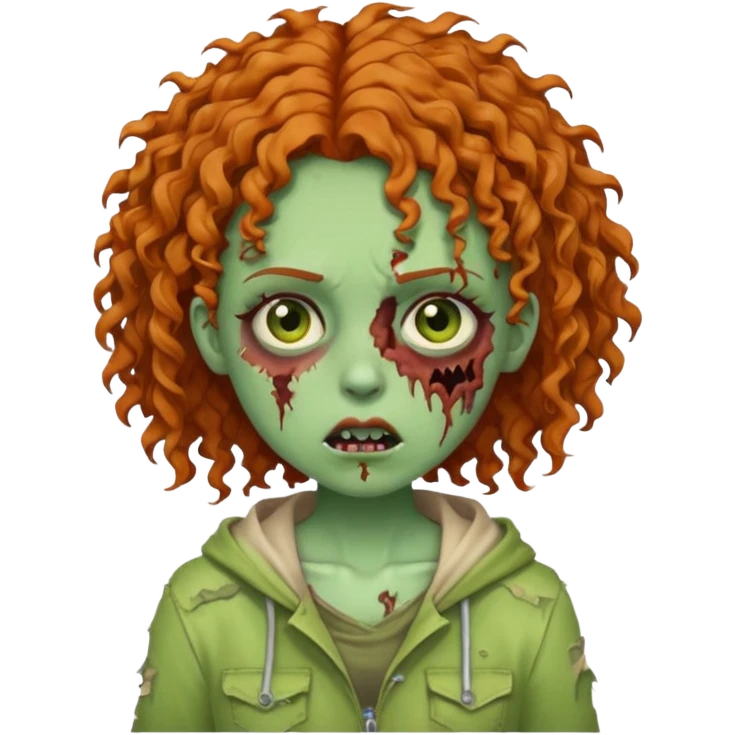 Girl zombie with ginger curly hair  emoji