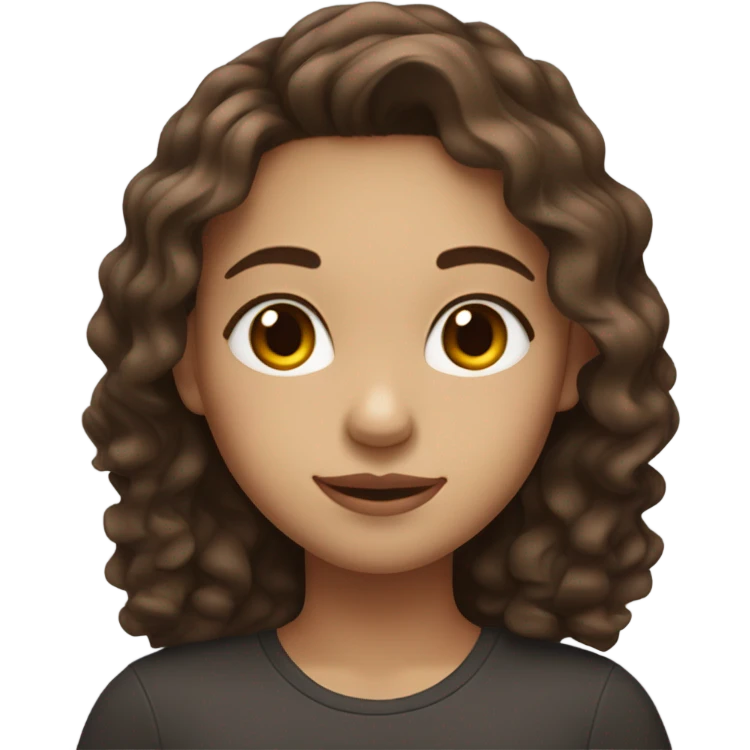 a basic emoji of me....a real pale lighskin mixed girl with dark amber colored eyes and dark auburn medium cut wavy hair with a mole on the middle of my chin and top left edges emoji