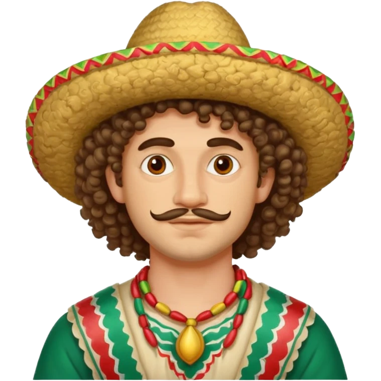 painted face mexican theme, curly hair, male, white emoji