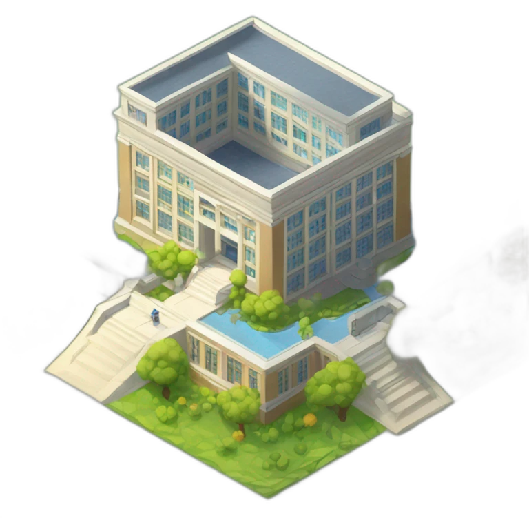 isometric-3d-university-building-landscape-sunny emoji