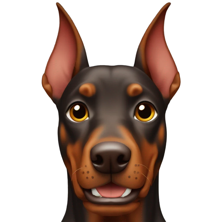 Red Doberman without cropped ears face facing front happy eyes emoji