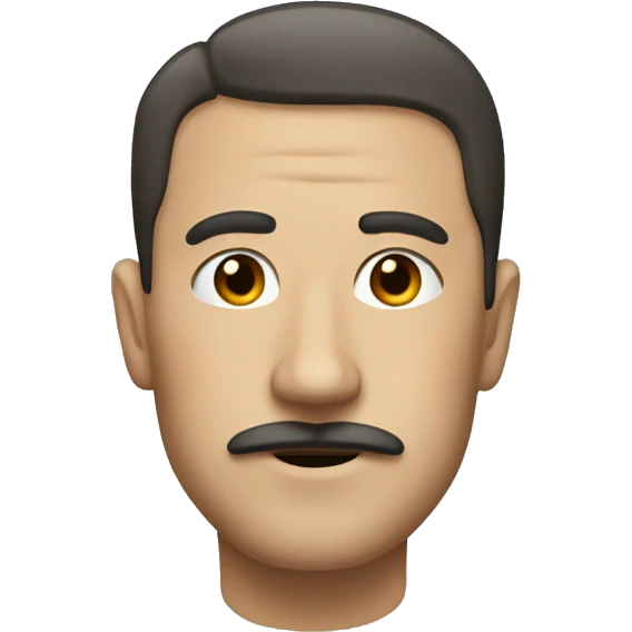 Man with angled side part and a rectangle moustache emoji