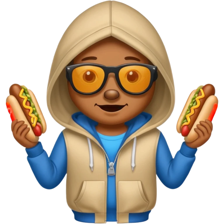 Hotdog with sun glasses and a hoodie emoji