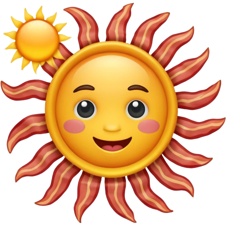 The sun rising with bacon flying everywhere emoji