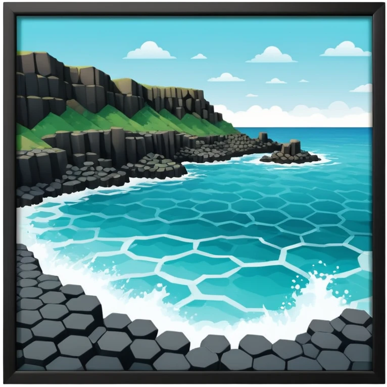 giant's causeway in northern ireland it has hexagonal rock pillars set against the ocean add more ocean emoji