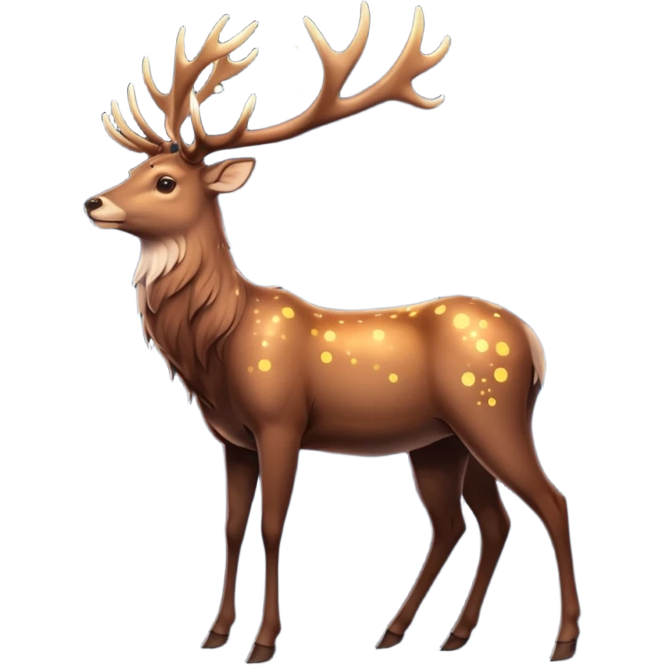 Celestial Stag emoji – full body, majestic stag with tall glowing antlers shaped like constellations, starry highlights on body, slight side angle emoji