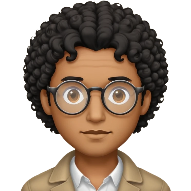 a man with curly hair and circular glasses and a bears with brown skin  emoji