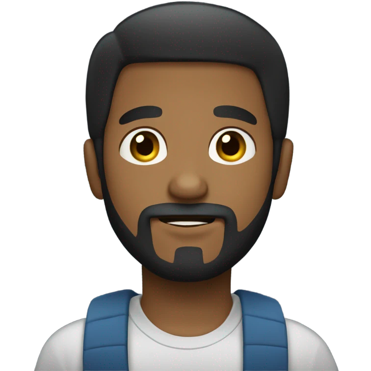 A boy with goatee beard, black hairs using his phone emoji