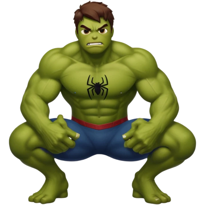 Spider man pooping and hulk licking the poop emoji