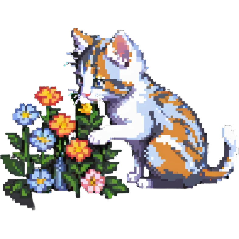Kitten smells flowers emoji