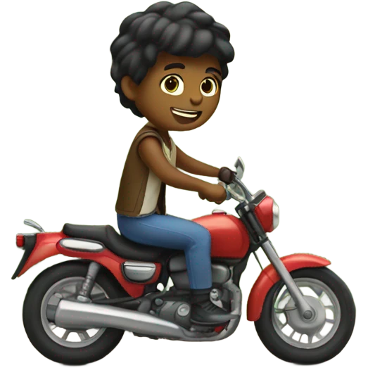 Boy on motorcycle in nature emoji