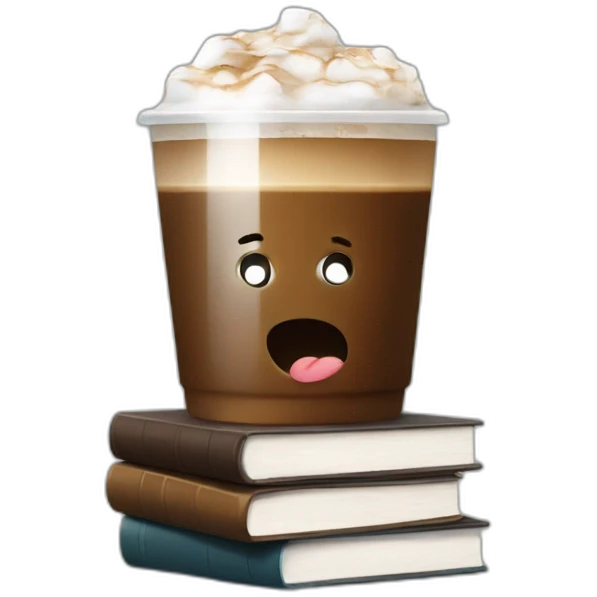 Cold coffee with books emoji