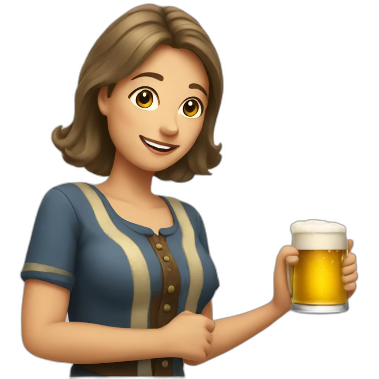 A lady who loves beer emoji