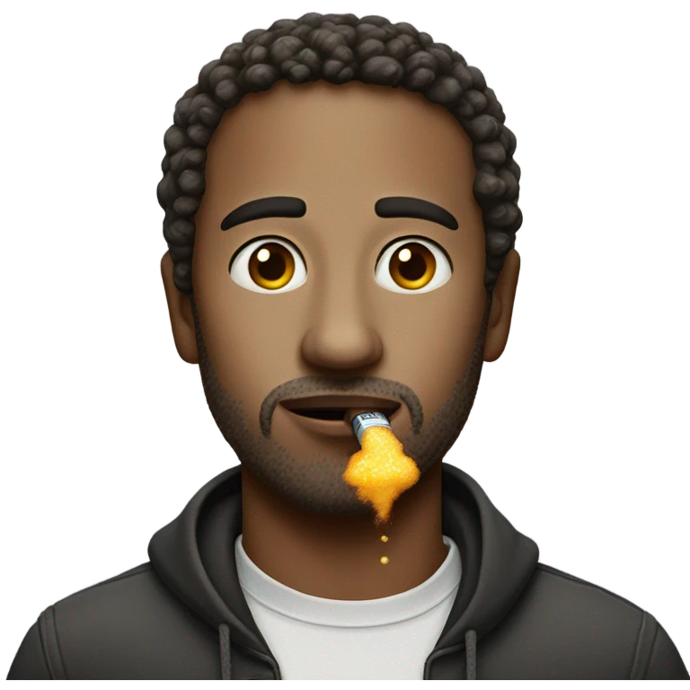 Man with sugar on face with lighter emoji