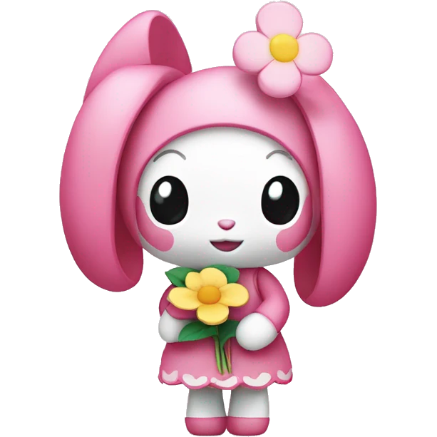 My melody holding a flower emoji