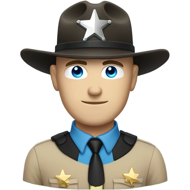 White bald sheriff with circle beard blue eyes emoji