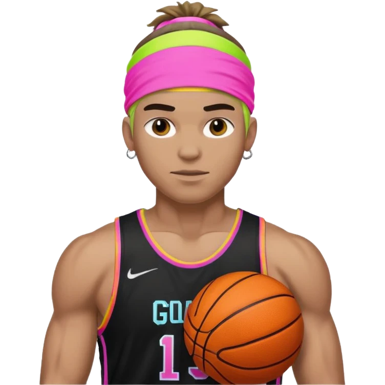 Basketball guy with neon headband emoji
