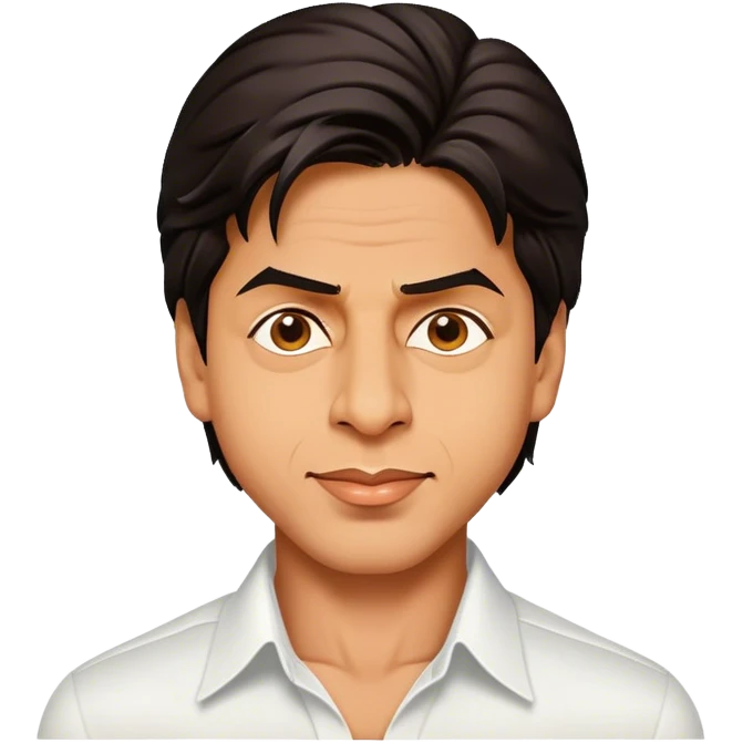 Cinematic Realistic Shah Rukh Khan Pop Culture Emoji, showcasing the charismatic charm of the Bollywood superstar rendered with lifelike detail and captivating lighting. emoji