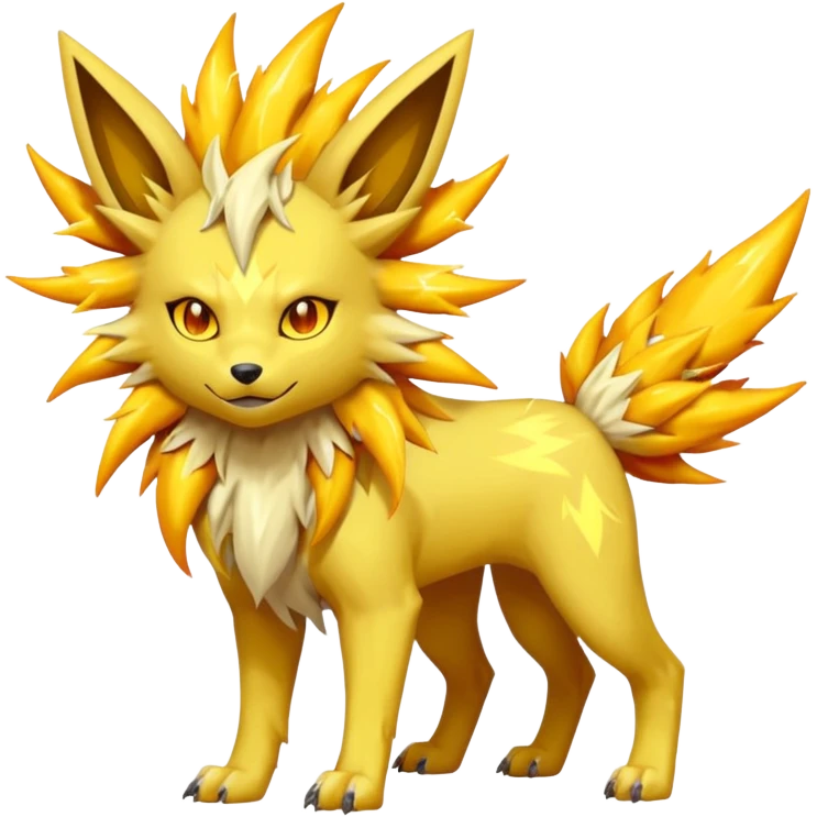 Feral Solgaleo-Jolteon-Vernid-fusion-hybrid-creature, full body  emoji