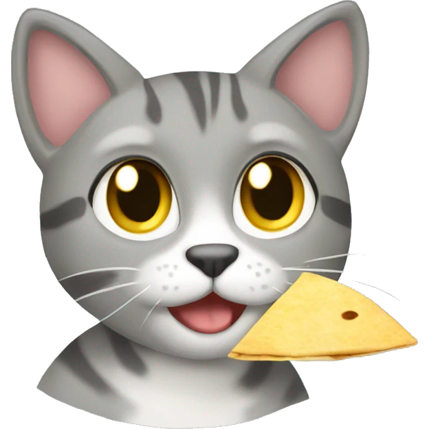 Grey tabby cat eating tortilla chip emoji